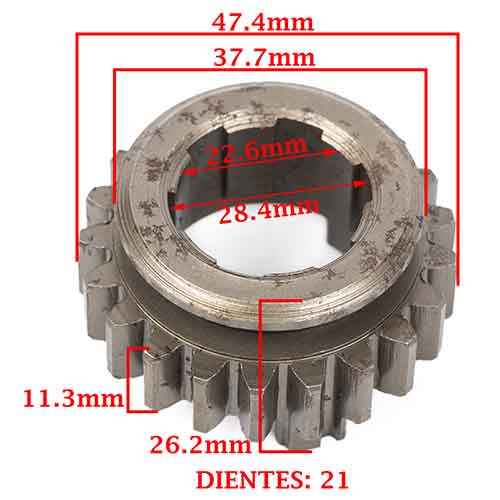 ENGRANAJE 5° VELOCIDAD SOBRE SECUNDARIO Z-21 MOTOMEL 200 DAKAR/ 200 SR/ 200 SKUA CREUSO (5804-000)