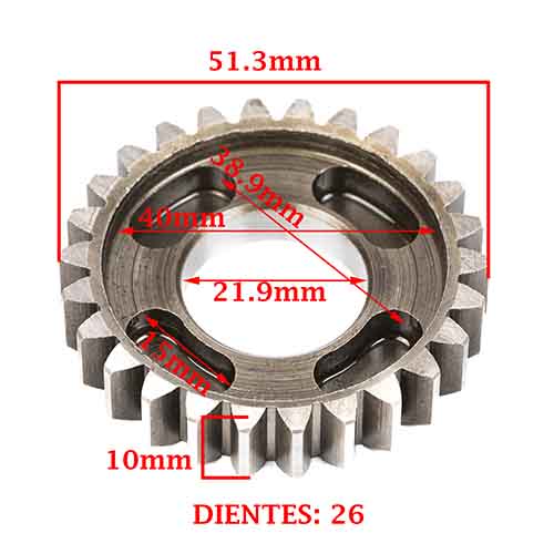 ENGRANAJE 5° VELOCIDAD SOBRE SECUNDARIO Z-26 ZANELLA 200 ZR OHC (4T) CREUSO (8332-000)