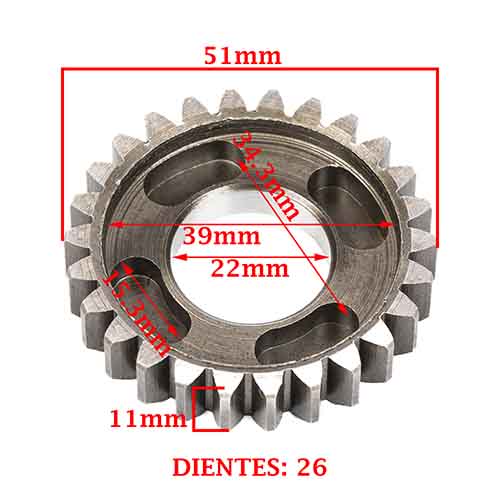 ENGRANAJE 5° VELOCIDAD SOBRE SECUNDARIO Z-26 ZANELLA 250 ZR GTA (4T) CREUSO (8387-000)