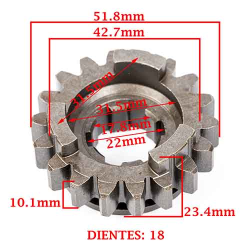 ENGRANAJE 5º VELOCIDAD SOBRE SECUNDARIO Z-18 BETA 250 MOTARD/ CHRONO CREUSO (7871-000)