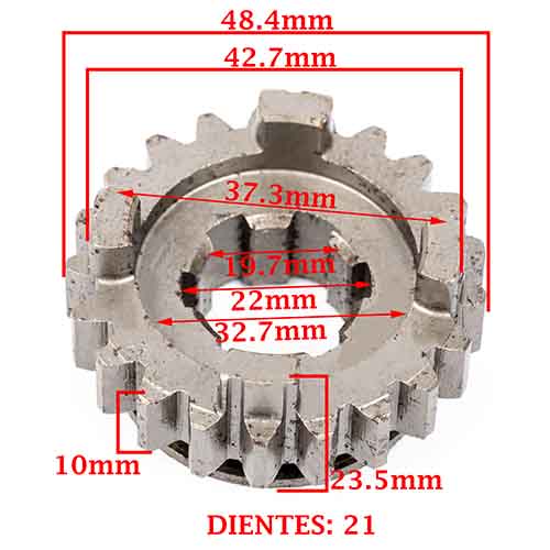 ENGRANAJE 5º VELOCIDAD SOBRE SECUNDARIO Z-21 BETA 200 MOTARD/ CHRONO/ TR 2.0 (4T) CREUSO (7884-000)
