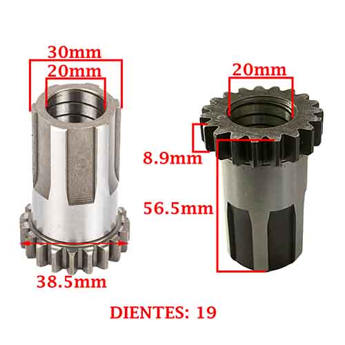ENGRANAJE DE ARRANQUE SOBRE PRIMARIO (C. EMBRAGUE) Z-19 LARGO 56,5mm CREUSO (7661-000)