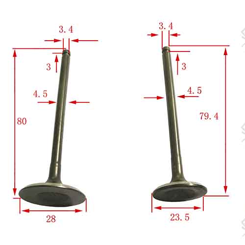 VALVULAS YAMAHA FZ16 FI (NUEVA) / SZ150 RR AD 28X80 ES 23.5X79.4 (JGO) STD