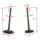 VALVULAS YAMAHA FZ16 FI (NUEVA) / SZ150 RR AD 28X80 ES 23.5X79.4 (JGO) STD