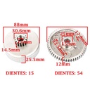 ENGRANAJE Y CAMPANA D/RECTO P/BUJE Z.15-54 ZANELLA 50 KS V3 (2T) CREUSO (697-000)