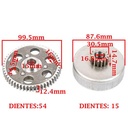 ENGRANAJE Y CAMPANA D/RECTO P/BUJE Z.15-54 ZANELLA 50 MODELO PRO (2T) CREUSO (696-000)