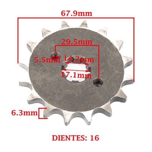 PIÑON DE TRANSMISION GILERA SMASH 110 (Z16) CREUSO (1451-ARG)