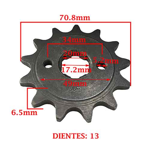 PIÑON DE TRANSMISION GUERRERO MAGIC GR5  200 / 230 GR5/ GXR 200/250 (Z13) CREUSO (3271-ARG)