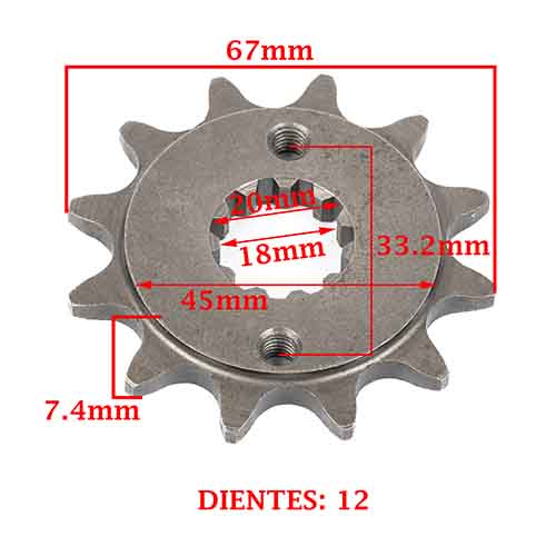 PIÑON DE TRANSMISION HONDA CBX 250 TWISTER/ 250 XR-R 96-04 (Z12) CREUSO (1291-ARG)