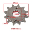 PIÑON DE TRANSMISION HONDA CBX 250 TWISTER/ 250 XR-R 96-04 (Z12) CREUSO (1291-ARG)