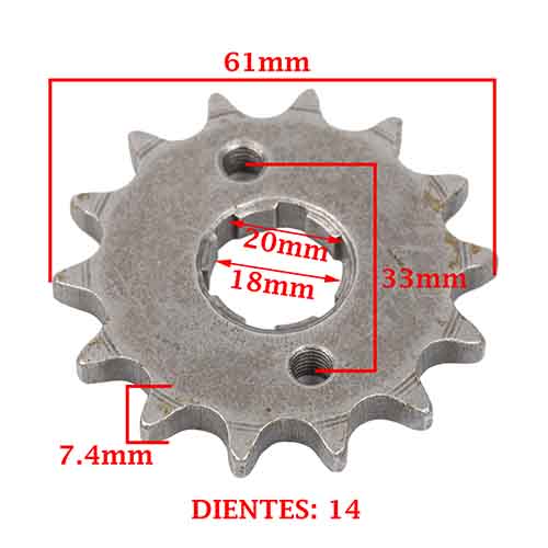PIÑON DE TRANSMISION HONDA CG 125 TITAN 2000/ FAN (Z14 ESTRIA FINA) CREUSO (937-ARG)