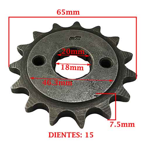 PIÑON DE TRANSMISION HONDA CG 125 TITAN 2000/ STORM/ FAN (M. VIEJO) (Z15 ESTRIA FINA) CREUSO (935-ARG)