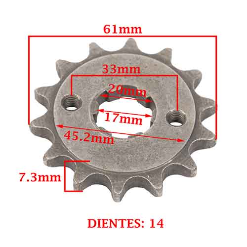 PIÑON DE TRANSMISION HONDA CG 150 TITAN (Z14 ESTRIA GRANDE) CREUSO (939-ARG)