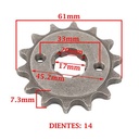 PIÑON DE TRANSMISION HONDA CG 150 TITAN (Z14 ESTRIA GRANDE) CREUSO (939-ARG)