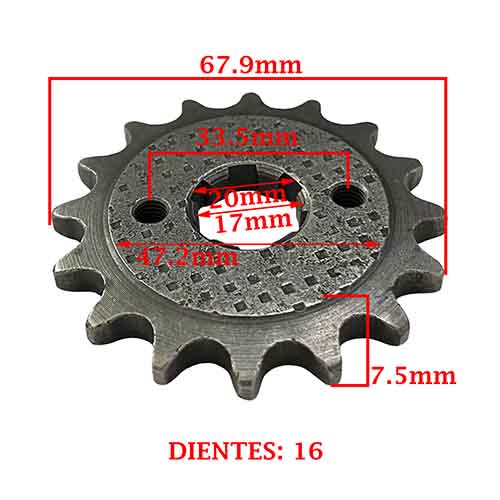 PIÑON DE TRANSMISION HONDA CG 150 TITAN (Z16 ESTRIA GRANDE) CREUSO (1497-ARG)