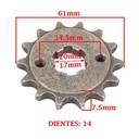 PIÑON DE TRANSMISION HONDA XR 150L/ 125 BROSS (Z14) CREUSO (1621-ARG)