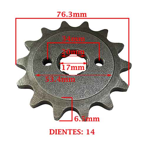 PIÑON DE TRANSMISION HONDA XR 250 / 200 XR/ 250 XR-L (Z14) CREUSO (1615-ARG)