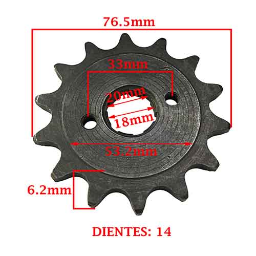 PIÑON DE TRANSMISION MONDIAL HD 250 / 254 (+2002) / RIDER CUSTOM (Z14) CREUSO (3749-ARG)