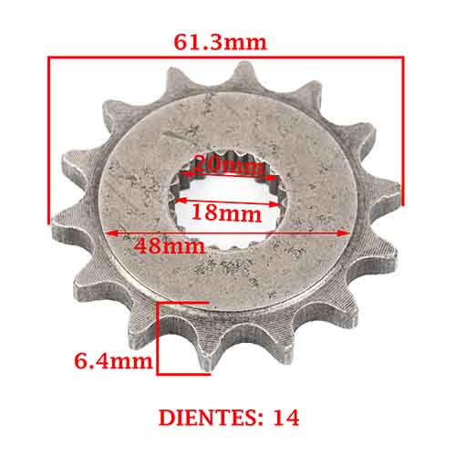 PIÑON DE TRANSMISION SUZUKI GN 125 EN (Z14 INTERIOR 18 ESTRIAS) CREUSO (1321-ARG)