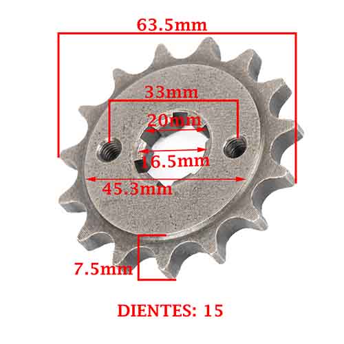 PIÑON DE TRANSMISION YAMAHA  FZ 16 160 N/S (Z15) CREUSO (1203-ARG)