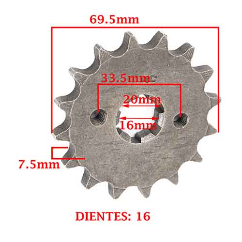 PIÑON DE TRANSMISION YAMAHA FZ 16 160 N/S (Z16) CREUSO (1205-ARG)