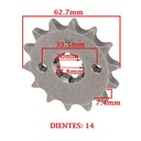 PIÑON DE TRANSMISION YAMAHA YBR 125 E/ R/ ED-FULL/ XTZ (Z14) CREUSO (1169-ARG)