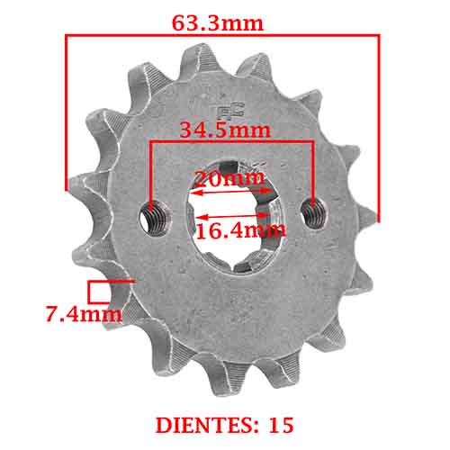 PIÑON DE TRANSMISION YAMAHA YBR 125 E/ R/ ED-FULL/ XTZ (Z15) CREUSO (1231-ARG)