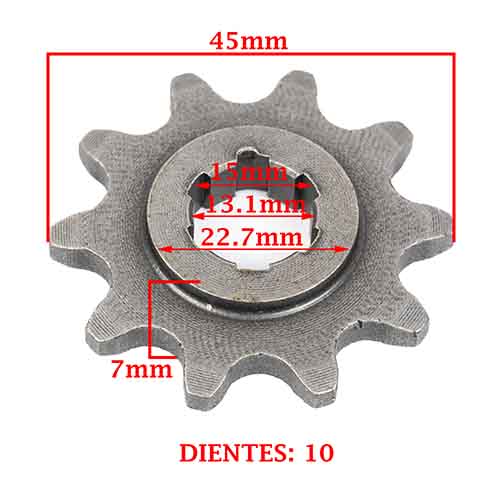 PIÑON DE TRANSMISION ZANELLA 50CC CARGA/ FIRE (Z10 ESTRIADO) CREUSO (907-ARG)