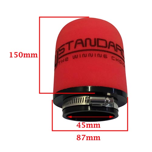 FILTRO DE AIRE COMPETICION CON RESORTE 45X88X150mm STD EXCLU