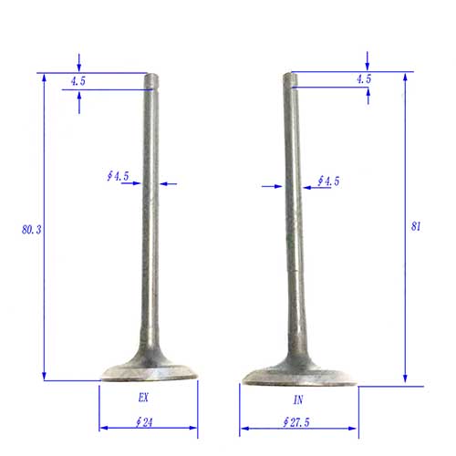 VALVULAS BAJAJ ROUSER BOXER 150 AD/ES (JGO) STD