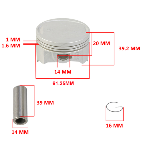 KIT PISTON HONDA CB190 R (61mm) (0.25) STD