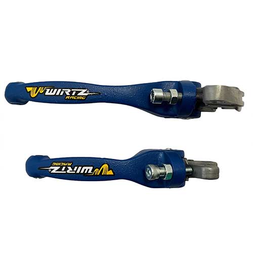 KIT PALANCAS REBATIBLES WIRTZ YAMAHA YZ 125/250, YZF 250, YZF 450, KAWASAKI KX COLOR AZUL (FX205-013)