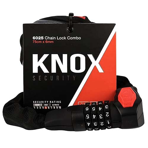 LINGA CADENA ACERADA KNOX 6025 75CMx6mm (CON COMBINACION)