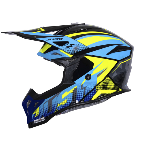 CASCO JUST1 J39 REVO BLUE FLUO YELLOW BLACK GLOSS L