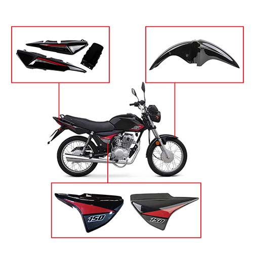 KIT PLASTICOS COMPLETOS NEW S2 150 TUBULAR NEGRO (6PCS) OEM