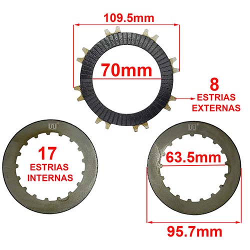 DISCO DE EMBRAGUE HONDA C90 / GILERA SMASH (3PCS) STD