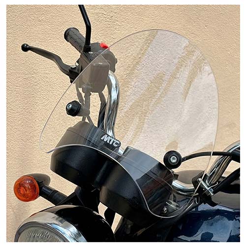 PARABRISAS TRANSPARENTE UNIVERSAL FARO REDONDO CON SOPORTES RETRO SPIRIT MTC (NAC)