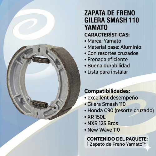 ZAPATA DE FRENO HONDA RESORTE CRUZADO GILERA SMASH 110 / HONDA WAVE 110 YAMATO