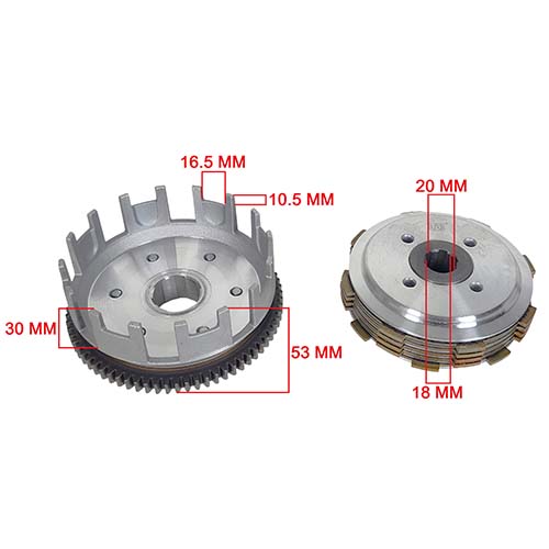 EMBRAGUE COMPLETO HONDA STORM/CG125/TITAN 72T (CANASTA + CAMP.INTERIOR) STD