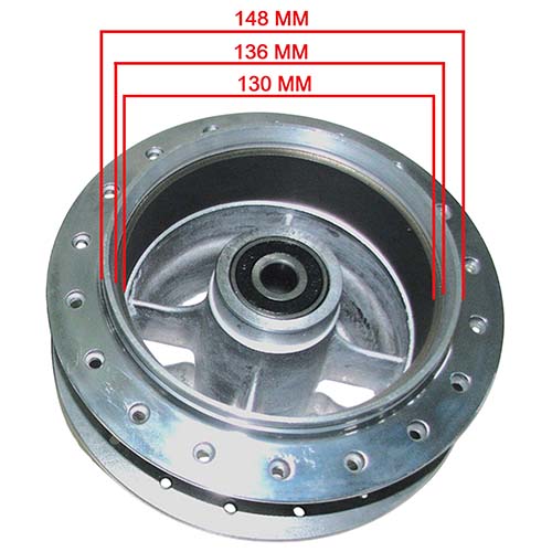 MAZA TRASERA ZANELLA RX150/CE150/RD150 C/RULEMAN RETEN Y BUJES STD