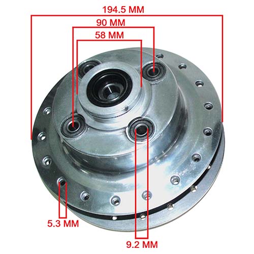 MAZA TRASERA ZANELLA RX150/CE150/RD150 C/RULEMAN RETEN Y BUJES STD