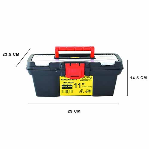 CAJA HERRAMIENTAS MULTIUSO 11" 29,5X20,5X14,5 COLOR NEGRO C/BANDEJA DIVISORA PLASTICA VC (1040)