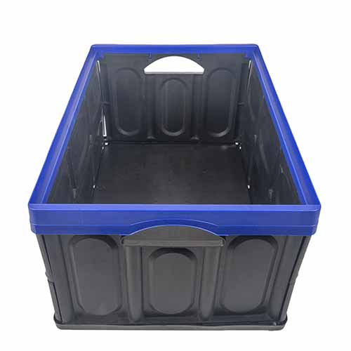 CAJON PLEGABLE MULTIUSO 380X570X280 (60 LTS) NEGRO BORDE AZUL PLASTICA VC (1082A)