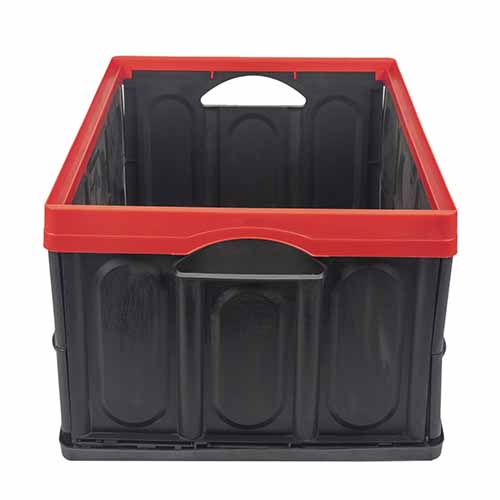 CAJON PLEGABLE MULTIUSO 380X570X280 (60 LTS) NEGRO BORDE ROJO PLASTICA VC (1082R)