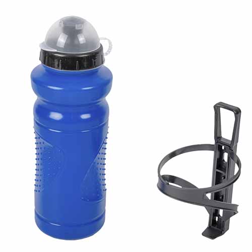 CARAMAÑOLA AZUL SPORTS 600CC CON TAPA CUBRE PICO Y SOPORTE TRANSPARENTE PLASTICA VC (1072A)