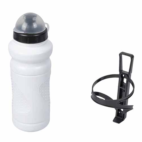 CARAMAÑOLA BLANCA SPORTS 600CC CON TAPA CUBRE PICO Y SOPORTE TRANSPARENTE PLASTICA VC (1072B)