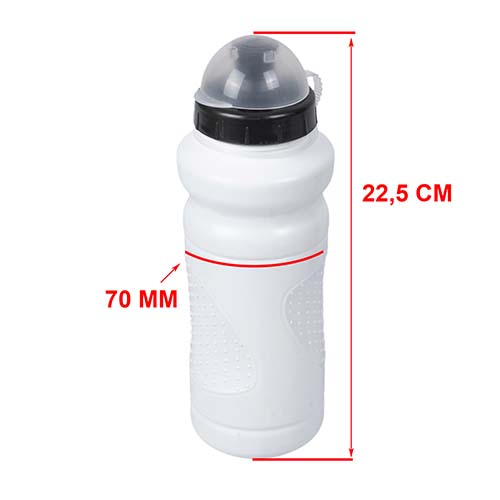 CARAMAÑOLA BLANCA SPORTS 600CC CON TAPA CUBRE PICO Y SOPORTE TRANSPARENTE PLASTICA VC (1072B)