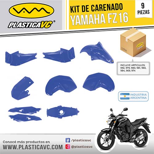 KIT CARENADO FZ 16 AZUL 9 PZAS. PLASTICA VC (1052A)