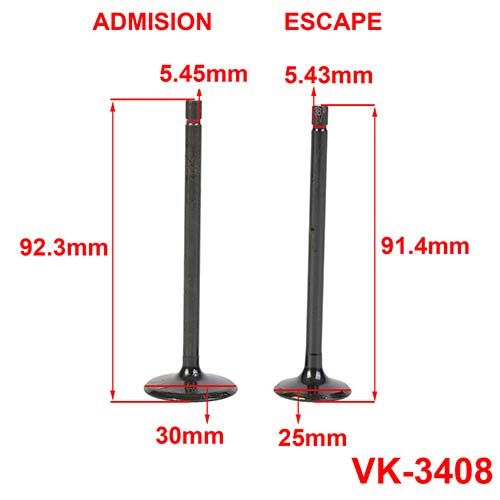 VALVULAS ZANELLA RX150/CORVEN 150/XL125/ALTINO 150R A/E (JGO) 3B (VK-3408)