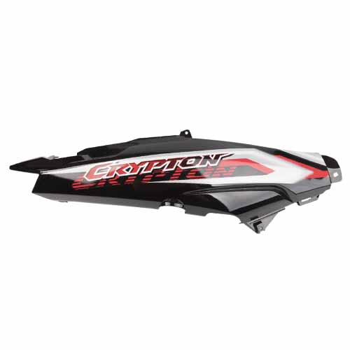 CACHA BAJO ASIENTO YAMAHA NEW CRYPTON 110 NEGRO CALCO ROJO LADO DERECHO MTC
